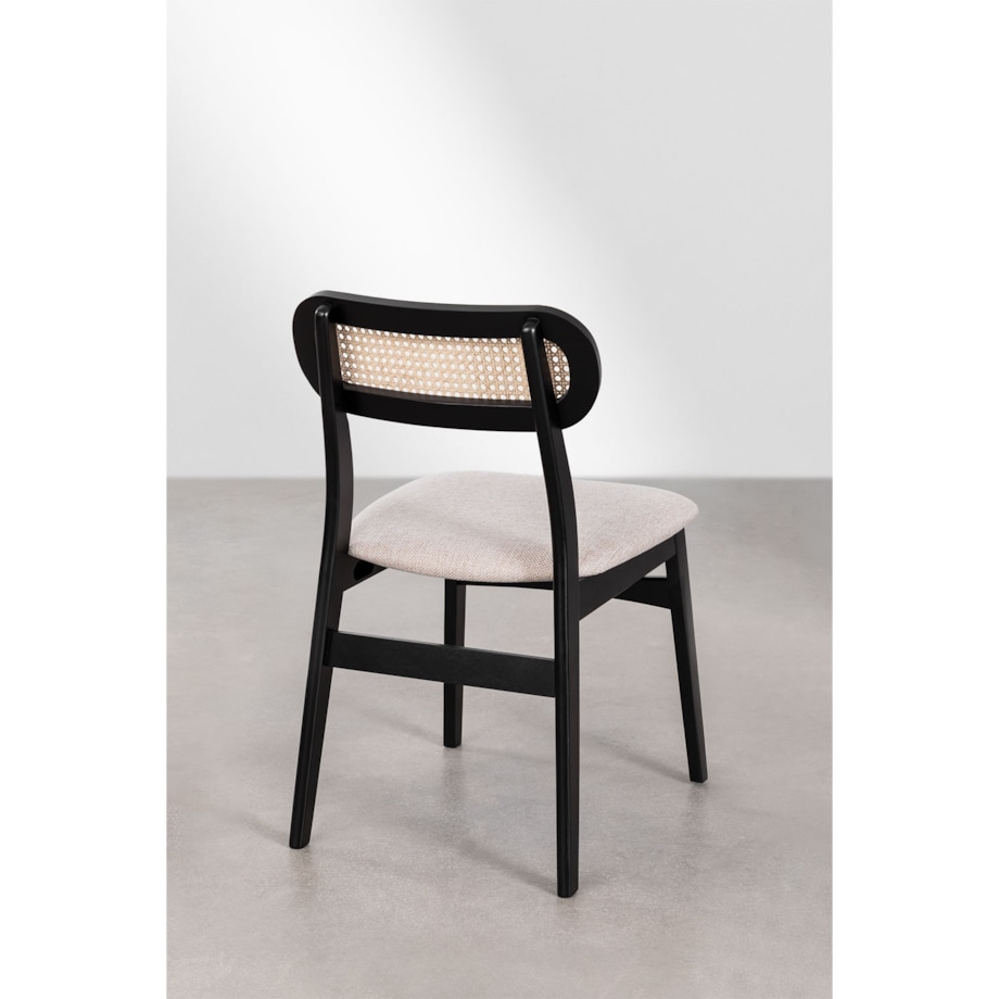 Krzesło z dewna kauczukowego i z plecionką Kavi czarne