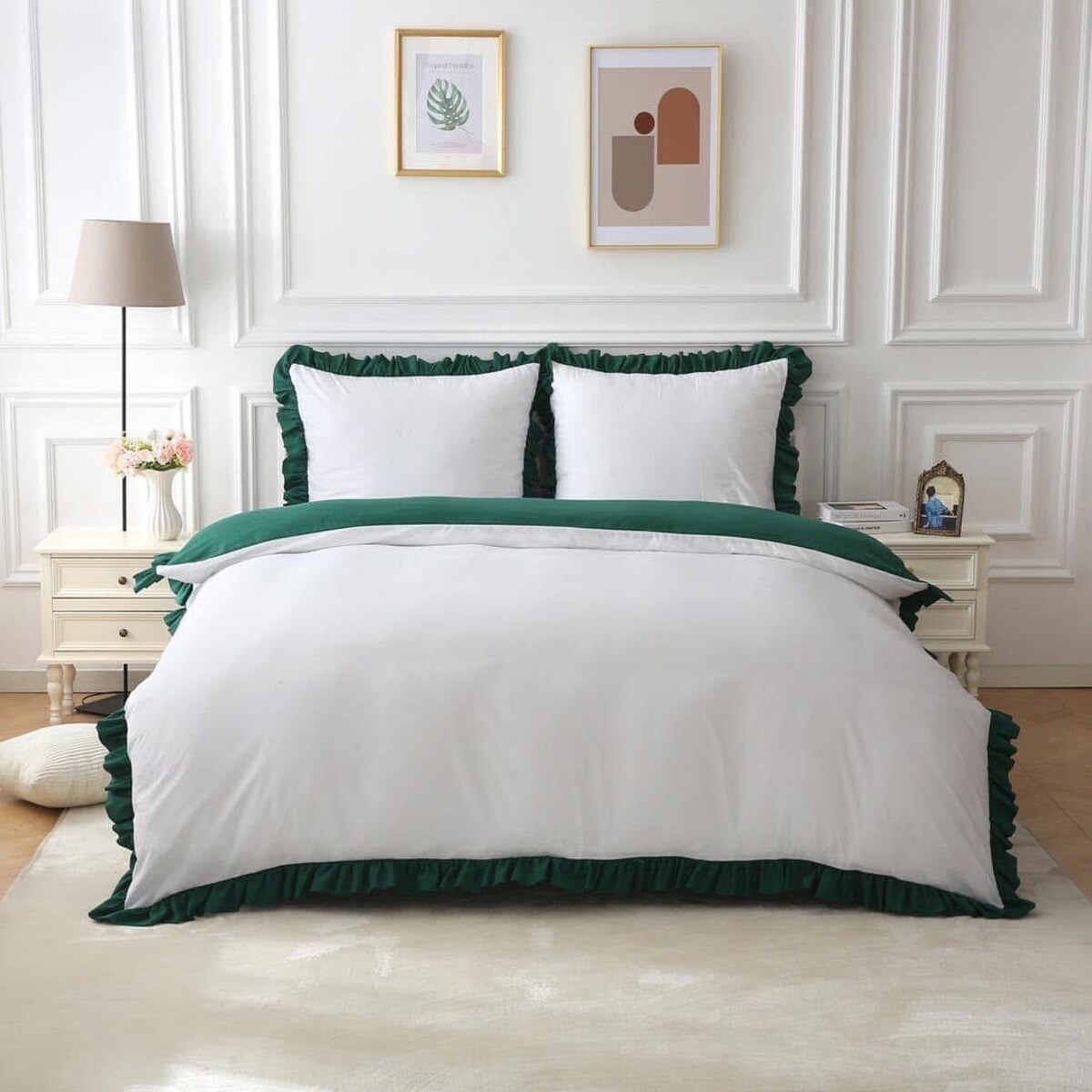 Pościel mikrofibra dwukolorowa z falbanką 160x200 cm