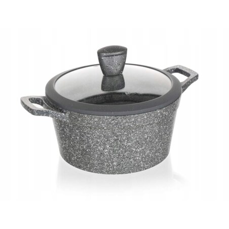 GARNEK GRANITE szary 24 cm do gotowania POKRYWKA 4,3 L jedzenia obiadu