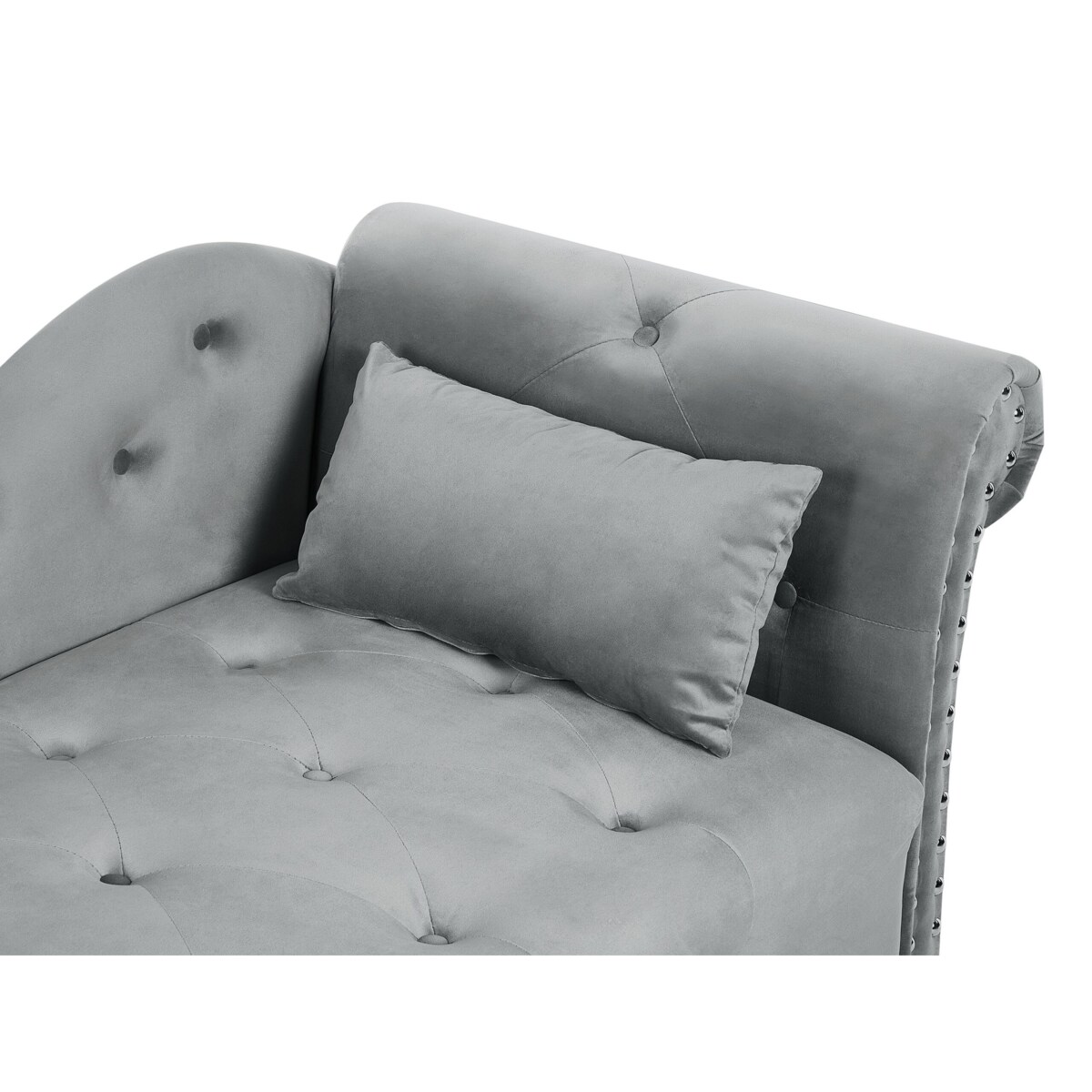 Szezlong welurowy lewostronny szary IVRY