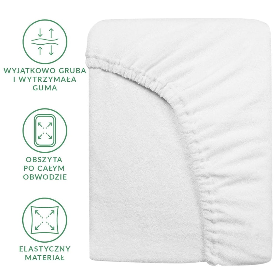 Prześcieradło z bawełny frotte z gumką 120x200 kolor biały
