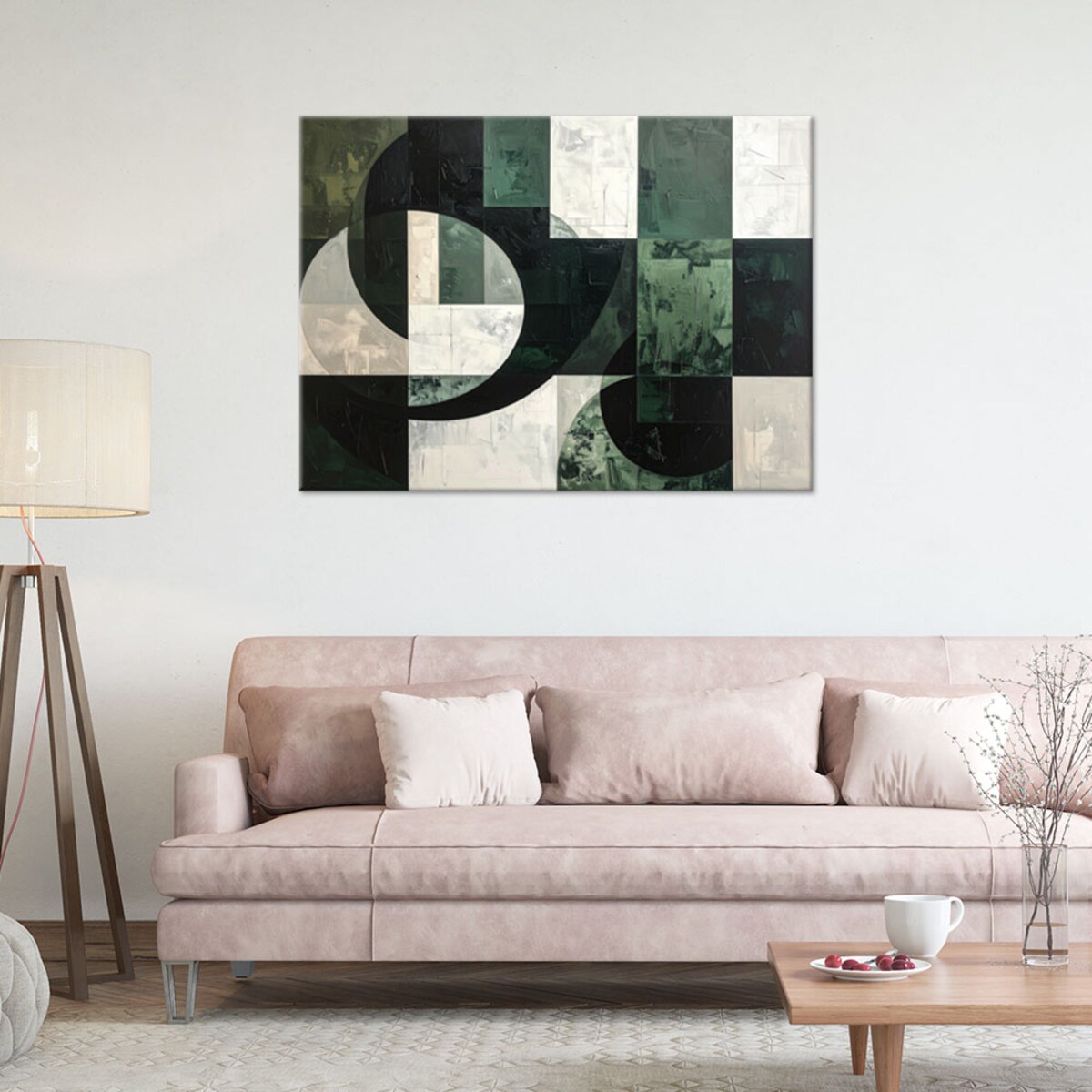 Obraz do salonu sypialni biura loftu, Zielona geometryczna abstrakcja