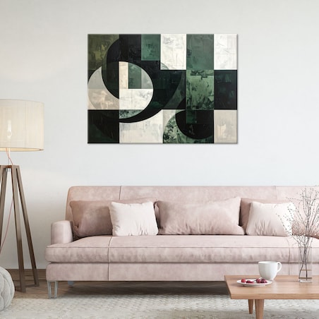 Obraz do salonu sypialni biura loftu, Zielona geometryczna abstrakcja