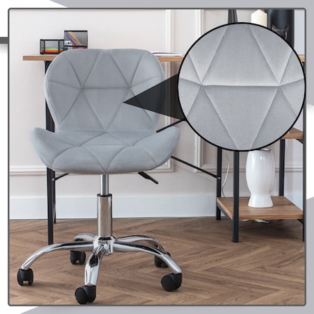 Krzesło biurowe fotel obrotowy welurowy szary pikowany