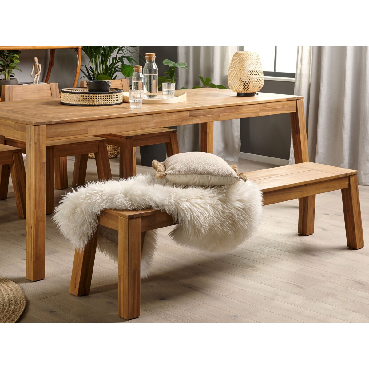 Ławka ogrodowa akacjowa 160 cm jasne drewno LIVORNO