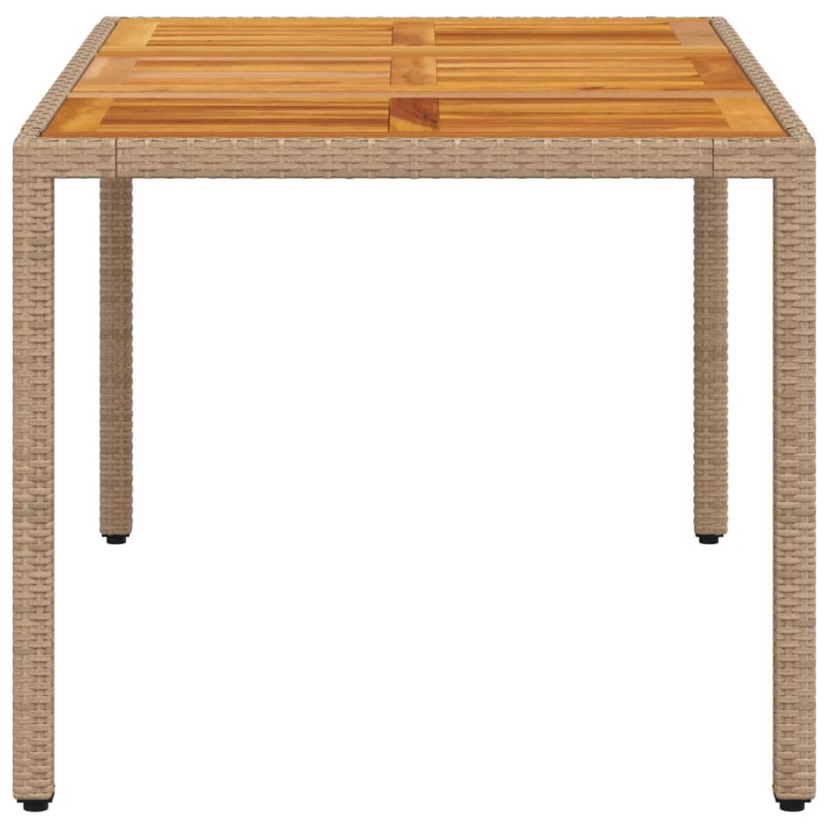 vidaXL Stół ogrodowy, beżowy 150x90x75 cm, rattan PE i drewno akacjowe