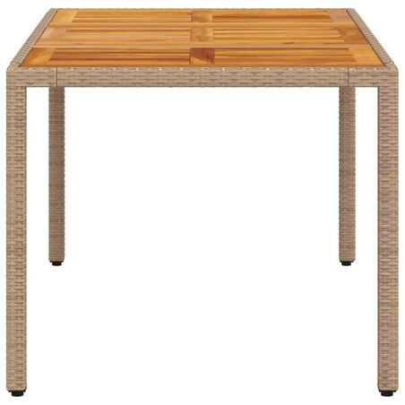 vidaXL Stół ogrodowy, beżowy 150x90x75 cm, rattan PE i drewno akacjowe
