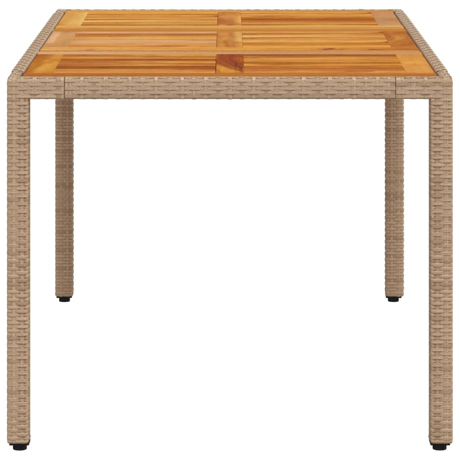 vidaXL Stół ogrodowy, beżowy 150x90x75 cm, rattan PE i drewno akacjowe
