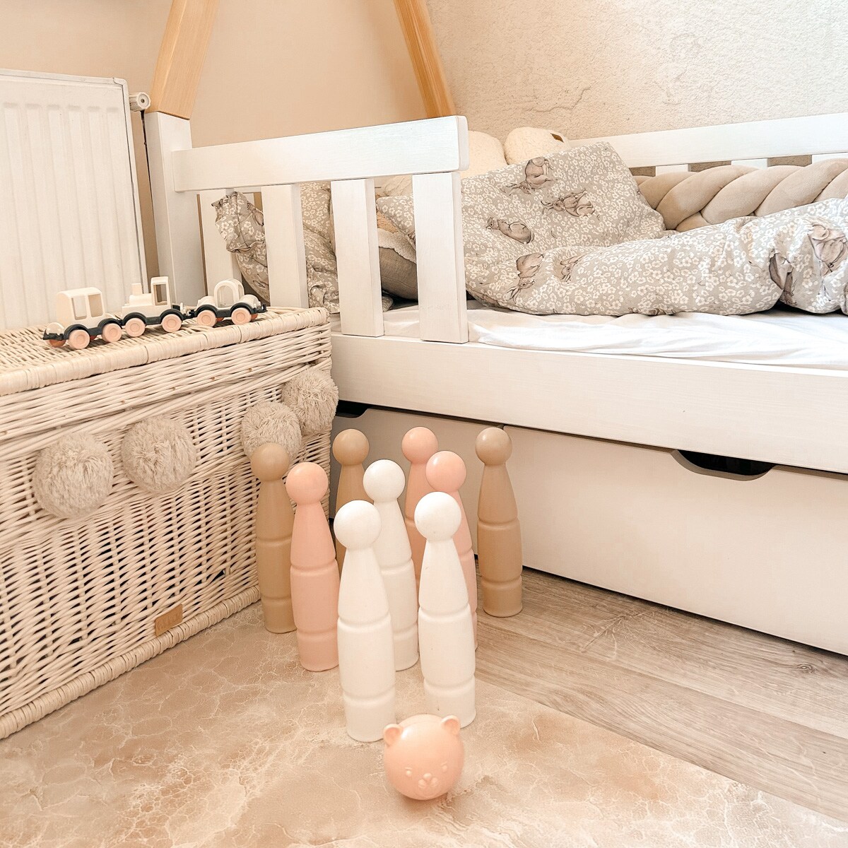 Różana Wata Cukrowa Zestaw do gry w kręgle 11 el.