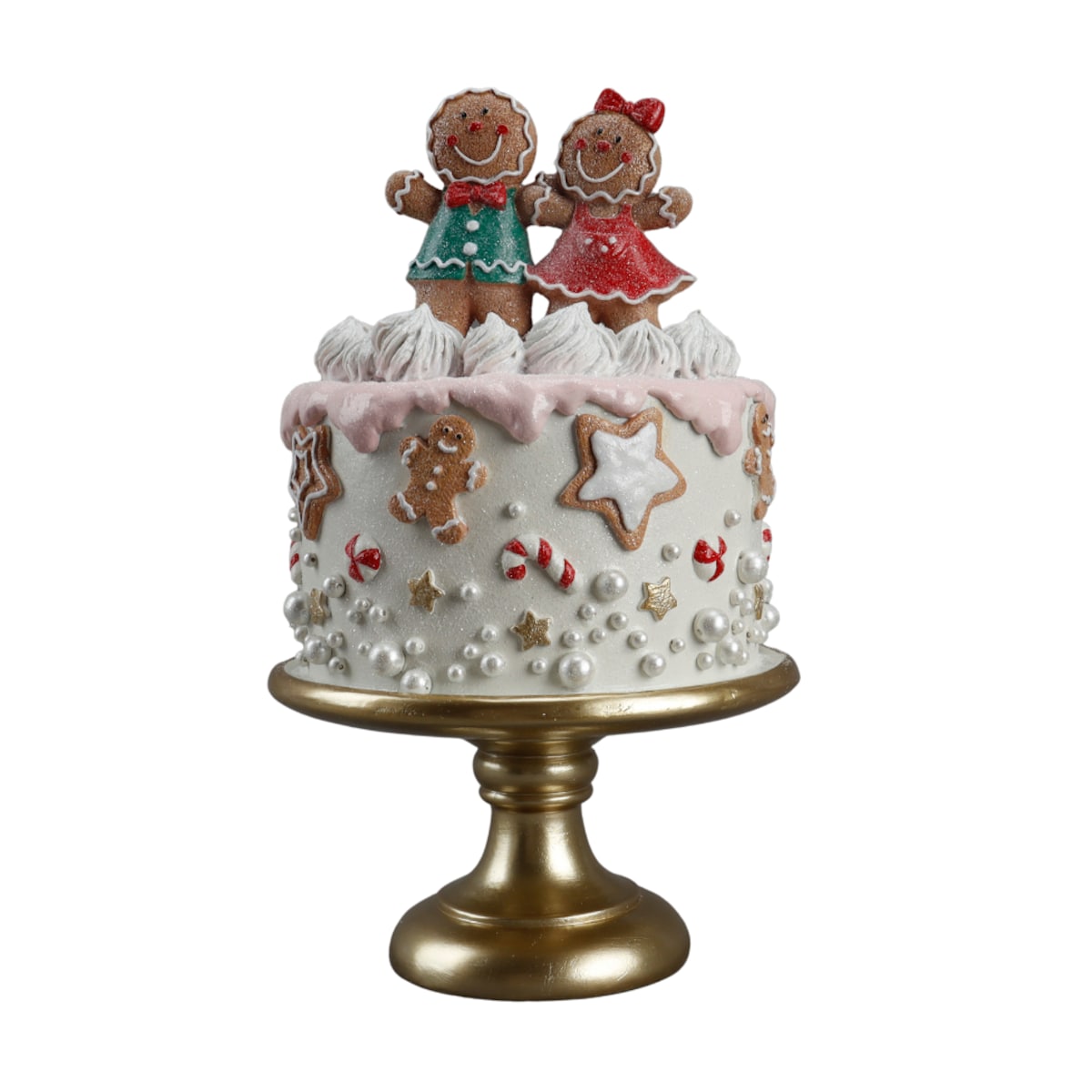 Dekoracja świąteczna 31,2x18,5x18,5 cm tort z piernikowymi ludkami