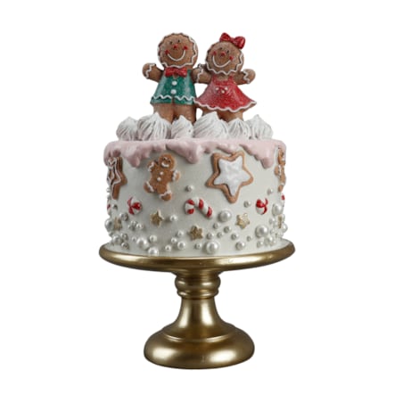 Dekoracja świąteczna 31,2x18,5x18,5 cm tort z piernikowymi ludkami