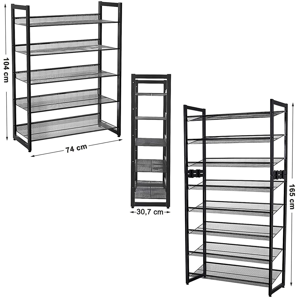 Regał Na Buty 74X30,7X104 Cm Czarny