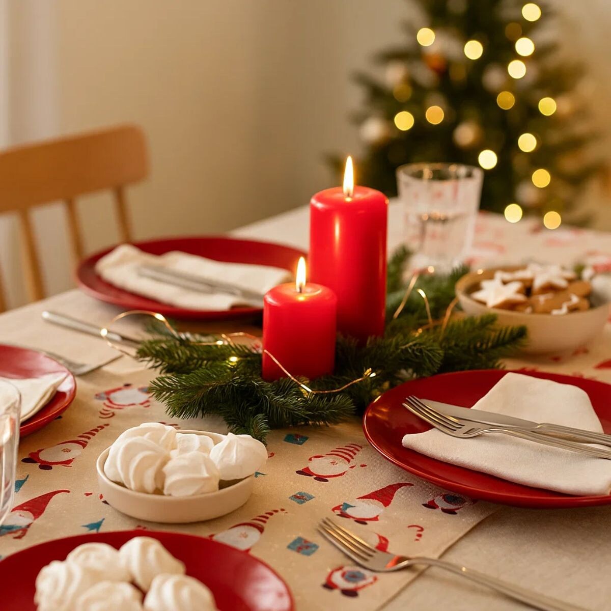 Bieżnik na stół, skrzaty świąteczne, 28 x 300 cm