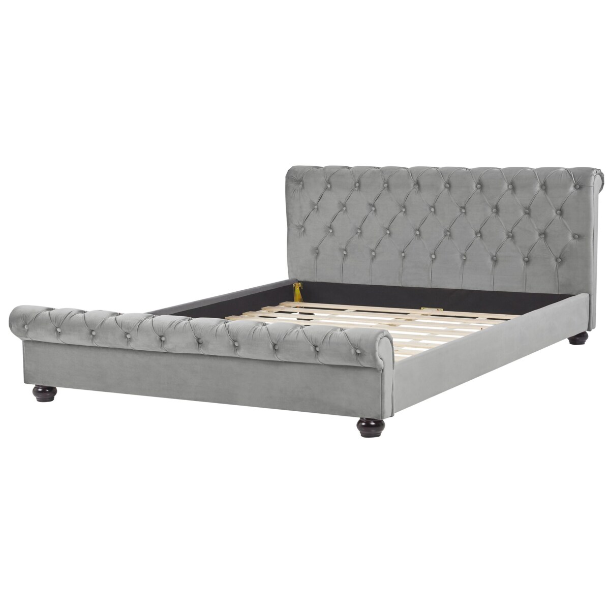 Łóżko welurowe 180 x 200 cm szare AVALLON