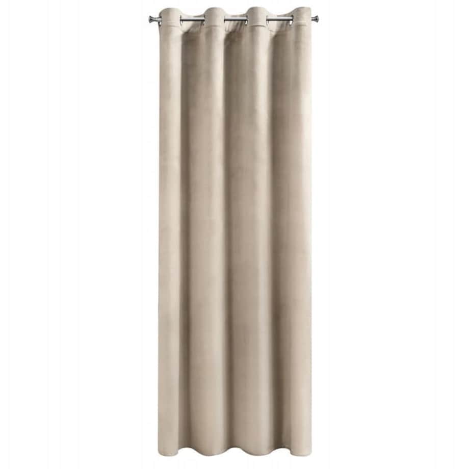 Zasłona Welurowa Velvet Przelotki 140 x 250 Beżowa na Kółkach Aksamit miękka