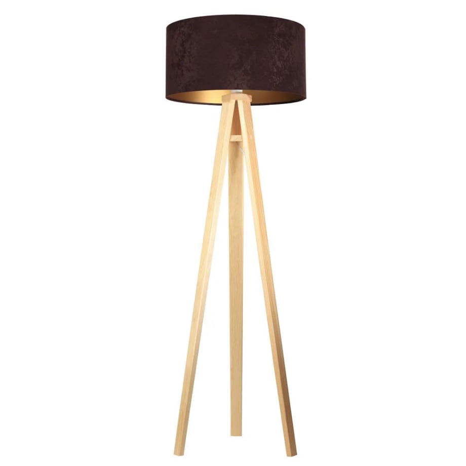 Lampa stojąca HOME 50 brązowa/złota/sosna