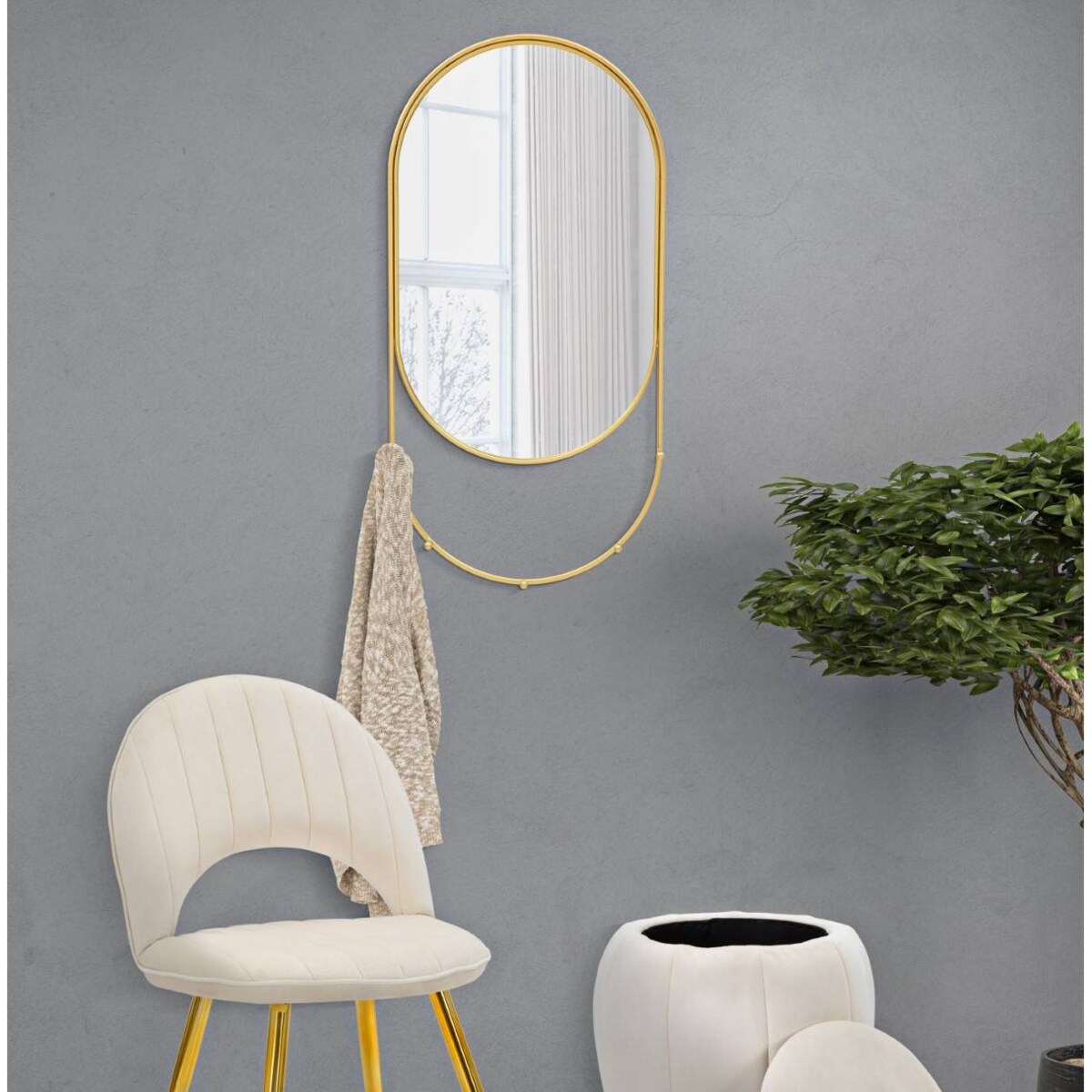 Lustro ścienne z haczykami 40 x 80 cm