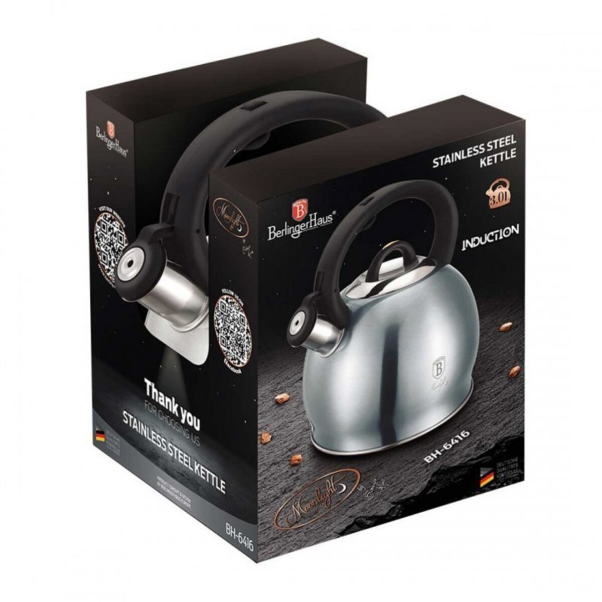 Czajnik 3L nierdzewny na indukcje i gaz Berlinger Haus BH-6416