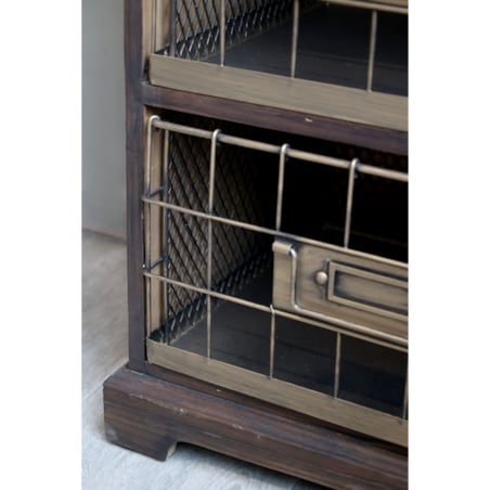 Komoda szafka z szufladami i drucianymi koszami 139 cm