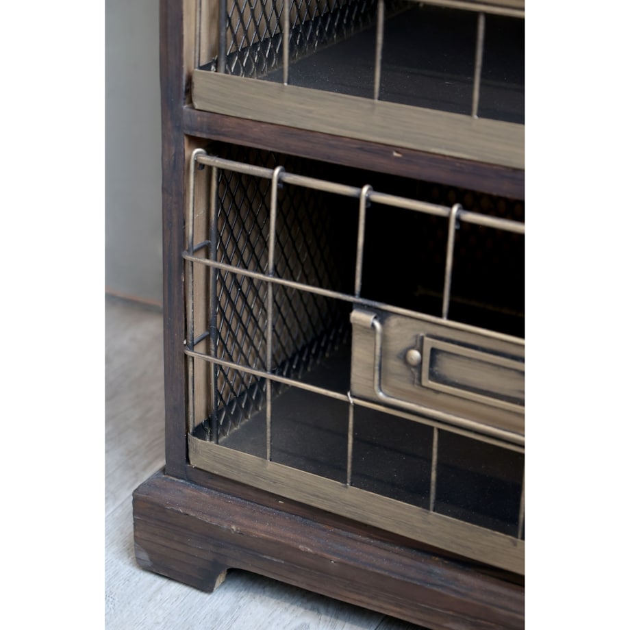 Komoda szafka z szufladami i drucianymi koszami 139 cm