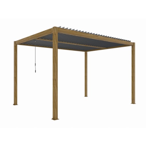 Pergola tarasowa, aluminiowa w kolorze drewna Luxe 3x4m LED