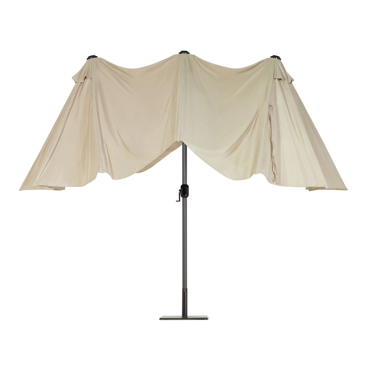 Duży parasol ogrodowy 270 x 460 cm beżowoszary SIBILLA