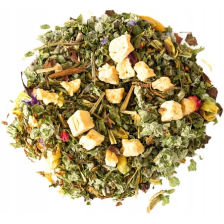 Herbata ziołowa uspokajająca NA SPOKOJNY WIECZÓR melisa liście malin 80g - herbata liściasta sypana mieszanka napar susz