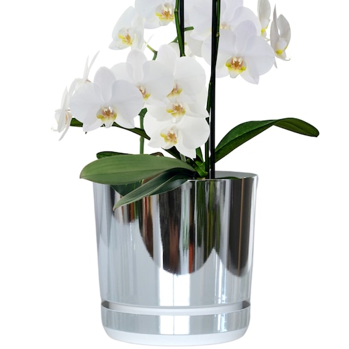 16 cm wzór KRAINA LODU Doniczka z podstawką glamour elegancka efekt lustra wysoki połysk nowoczesna