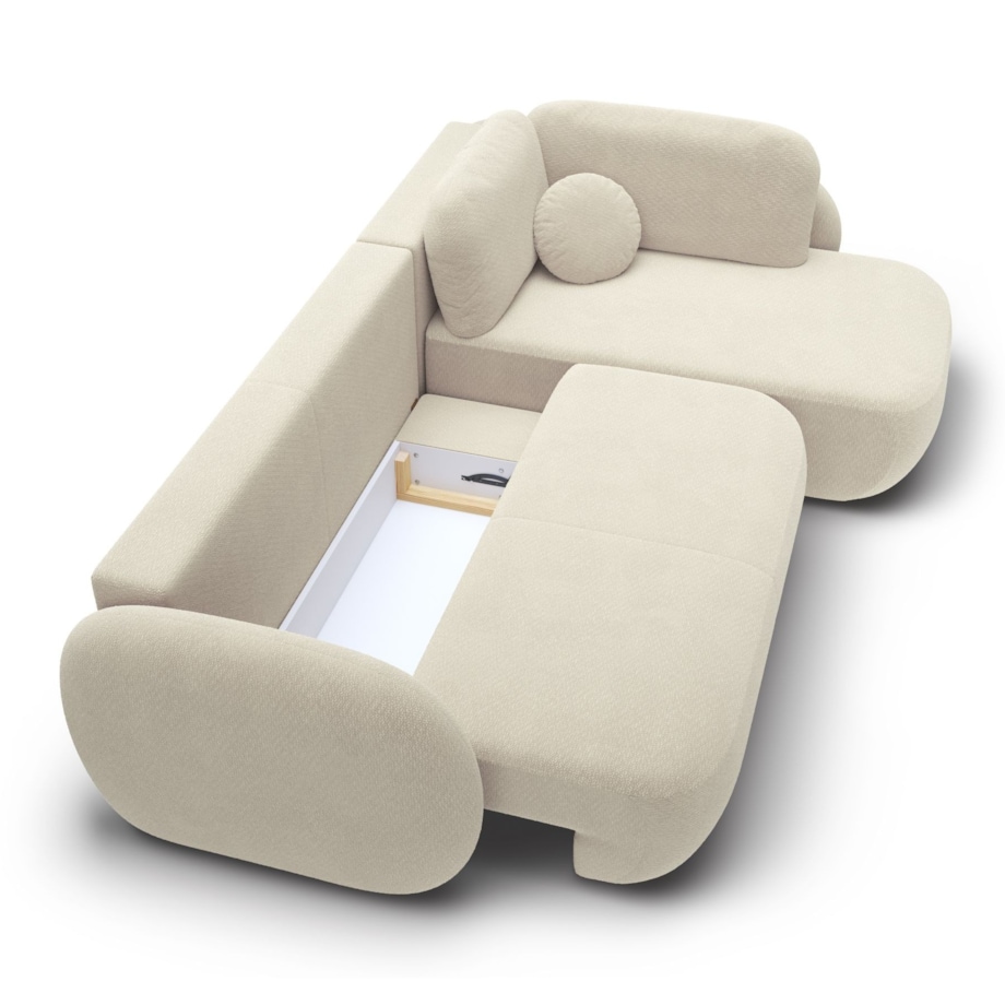 Nowoczesny Narożnik rozkładany OLIVIO II, prawy, śmietankowy