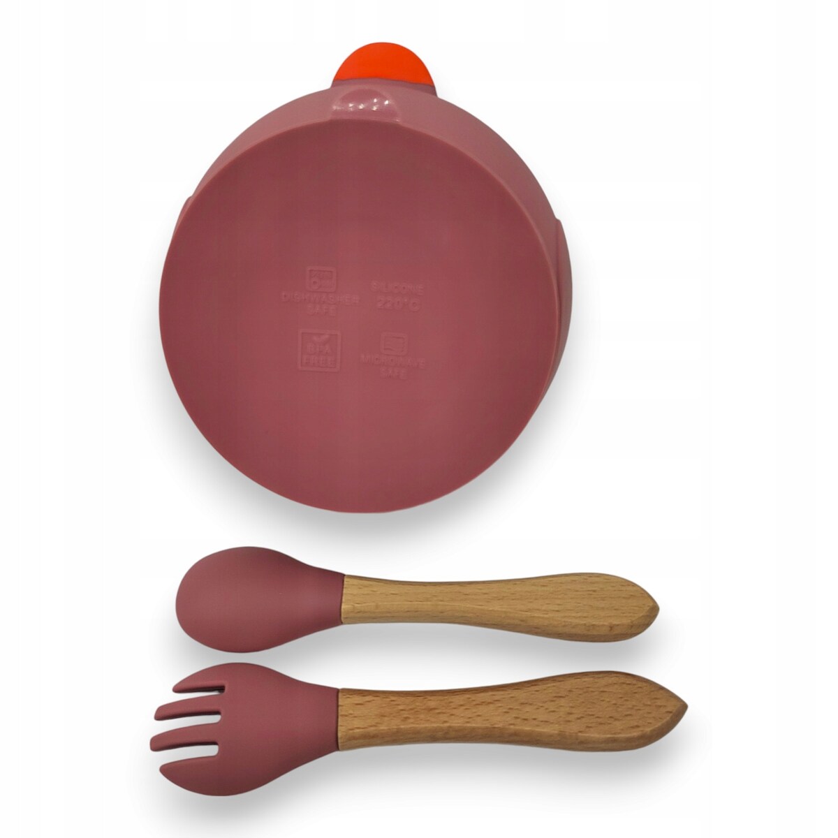 Miseczka z przyssawką silikonowa dla dziecka na przekąski łyżka widelec BLW