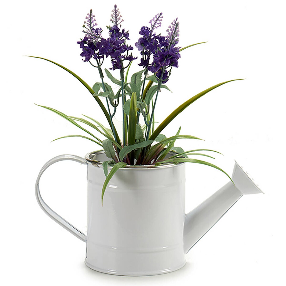 Osłonka na doniczkę w formie konewki, metalowa, biała