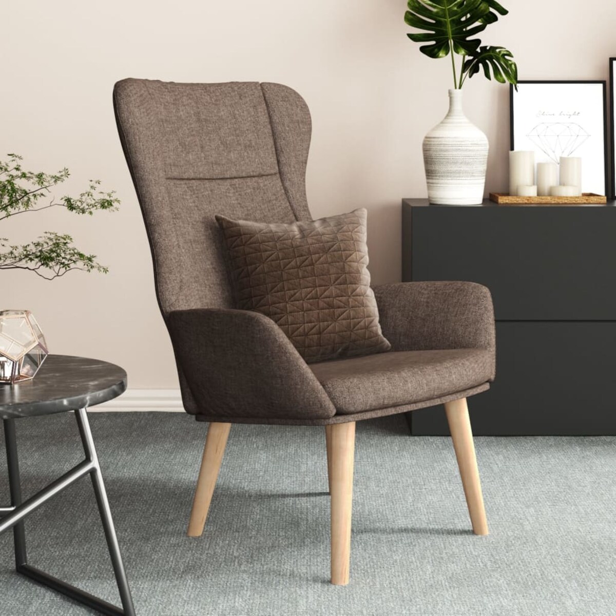 vidaXL Fotel wypoczynkowy, kolor taupe, obity tkaniną