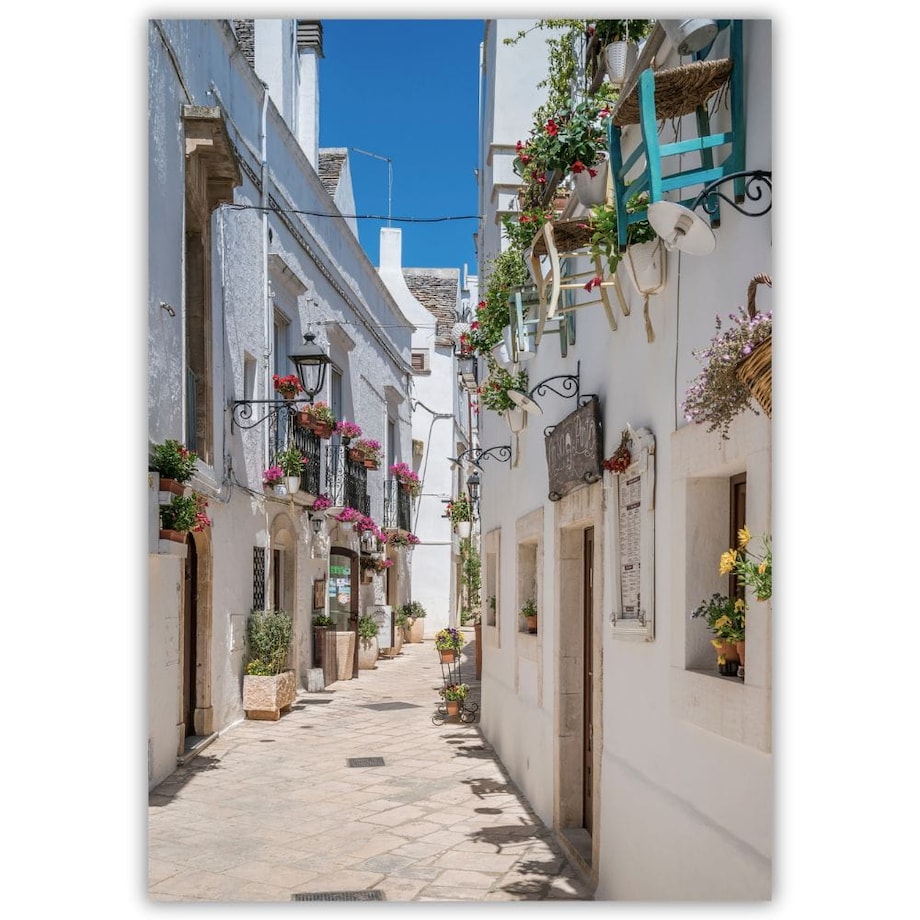 plakat malownicza uliczka locorotondo apulia włochy 50x70