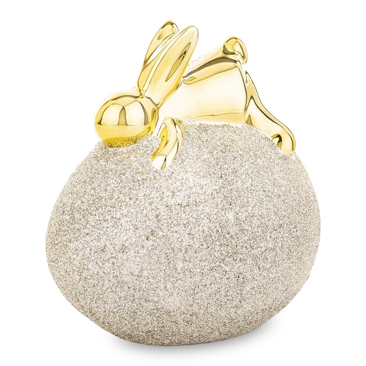 Dekoracja - złoty króliczek na JAJKU 12x11x8 cm