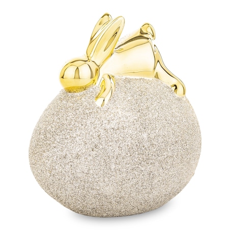 Dekoracja - złoty króliczek na JAJKU 12x11x8 cm