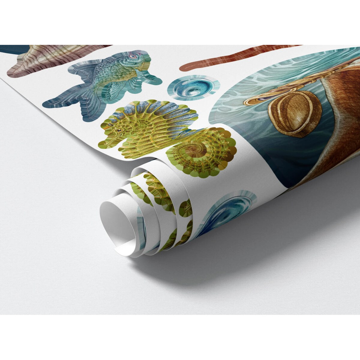 Zestaw naklejek na ścianę, Podwodny świat kraba, 80cm