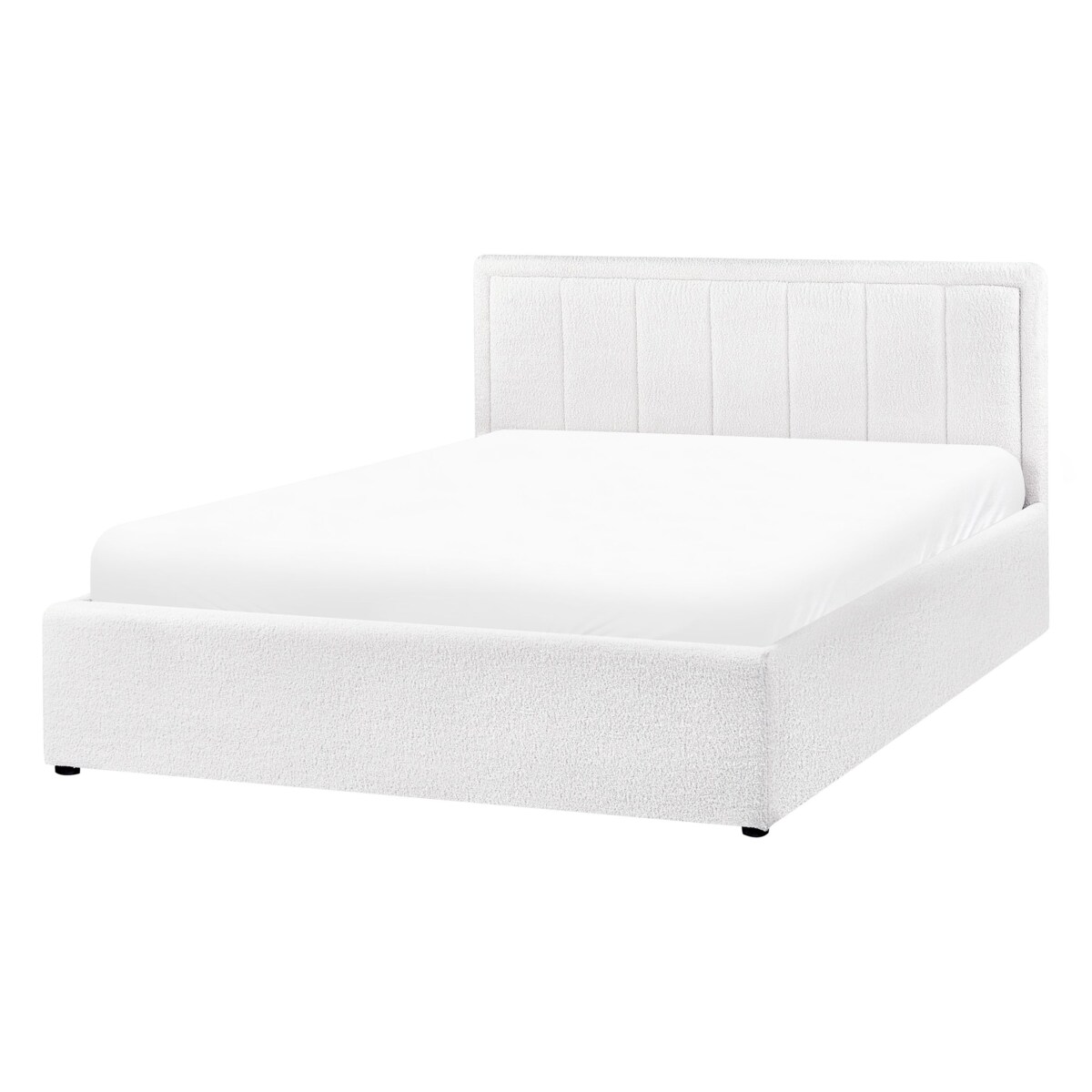 Łóżko z pojemnikiem MONTLAUR 140 x 200 cm Boucle Biały