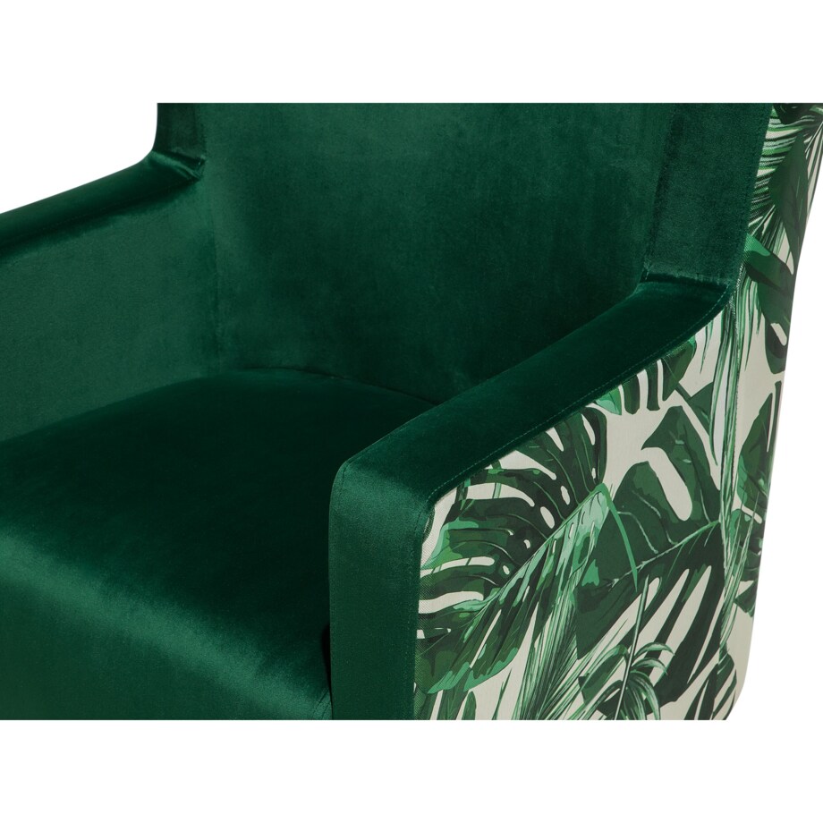 Fotel uszak welurowy zielony ONEIDA
