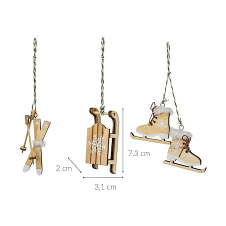 Zawieszki drewniane z motywem zimowym