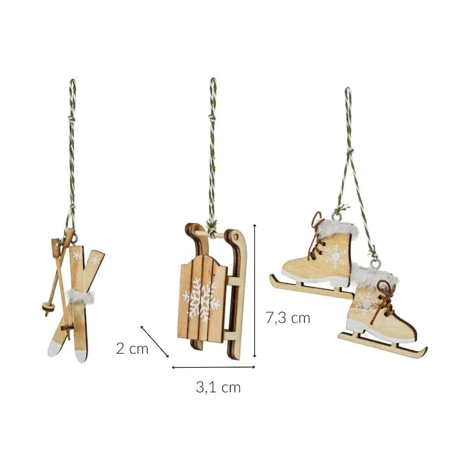 Zawieszki drewniane z motywem zimowym
