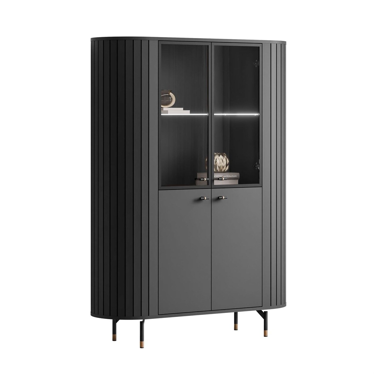 Witryna ELODIE z oświetleniem LED czarna