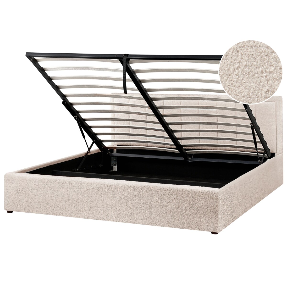 Łóżko z pojemnikiem MONTLAUR 180 x 200 cm Boucle Beżowy