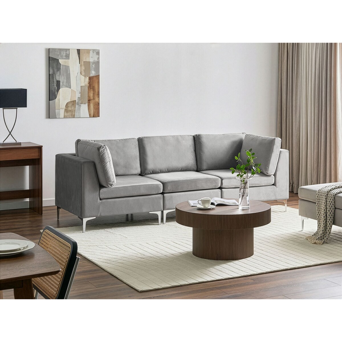 EVJA dla 3 osób Sofa modułowa Szary Welur