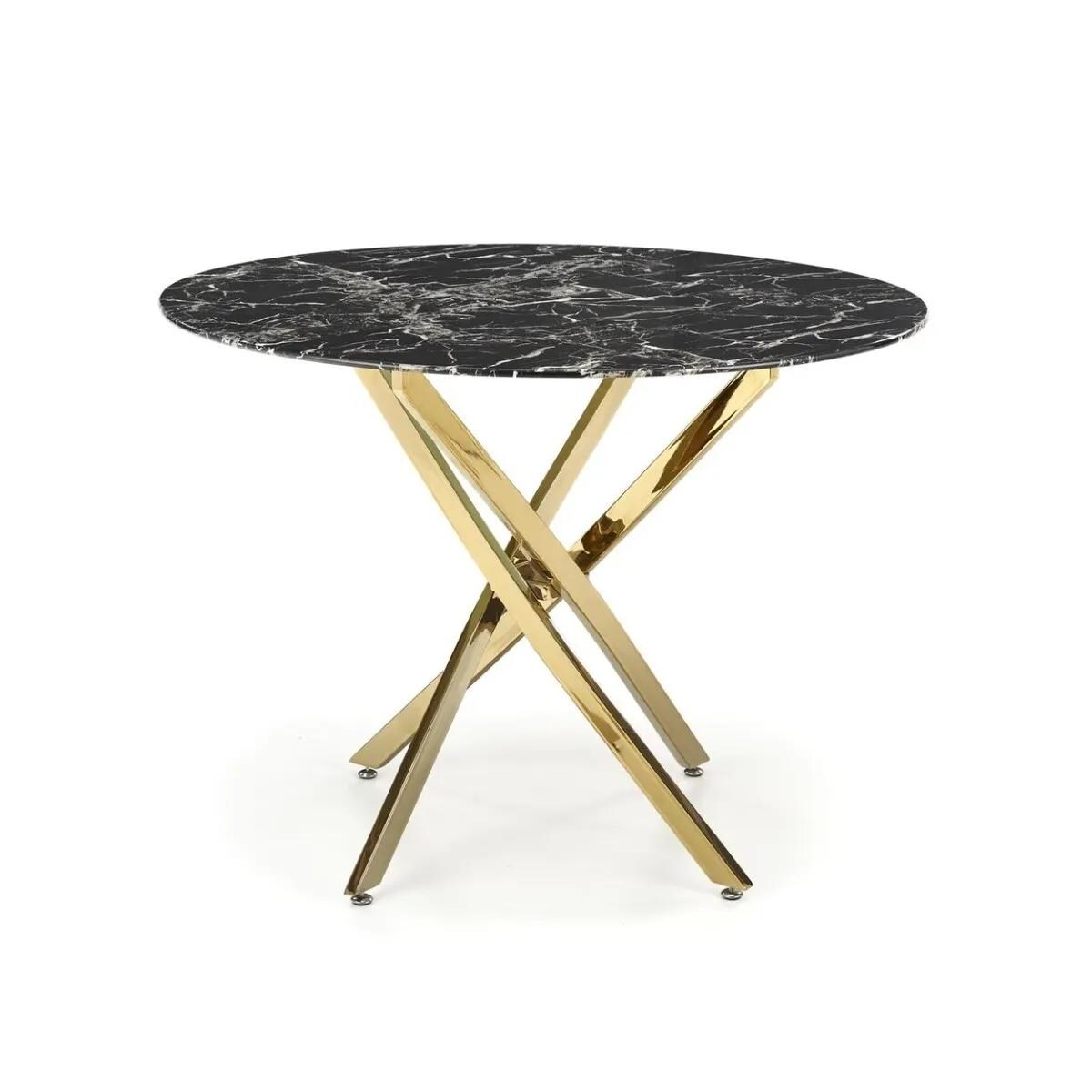 Stół RAYMOND 2 100x100 czarny marmur/złoty