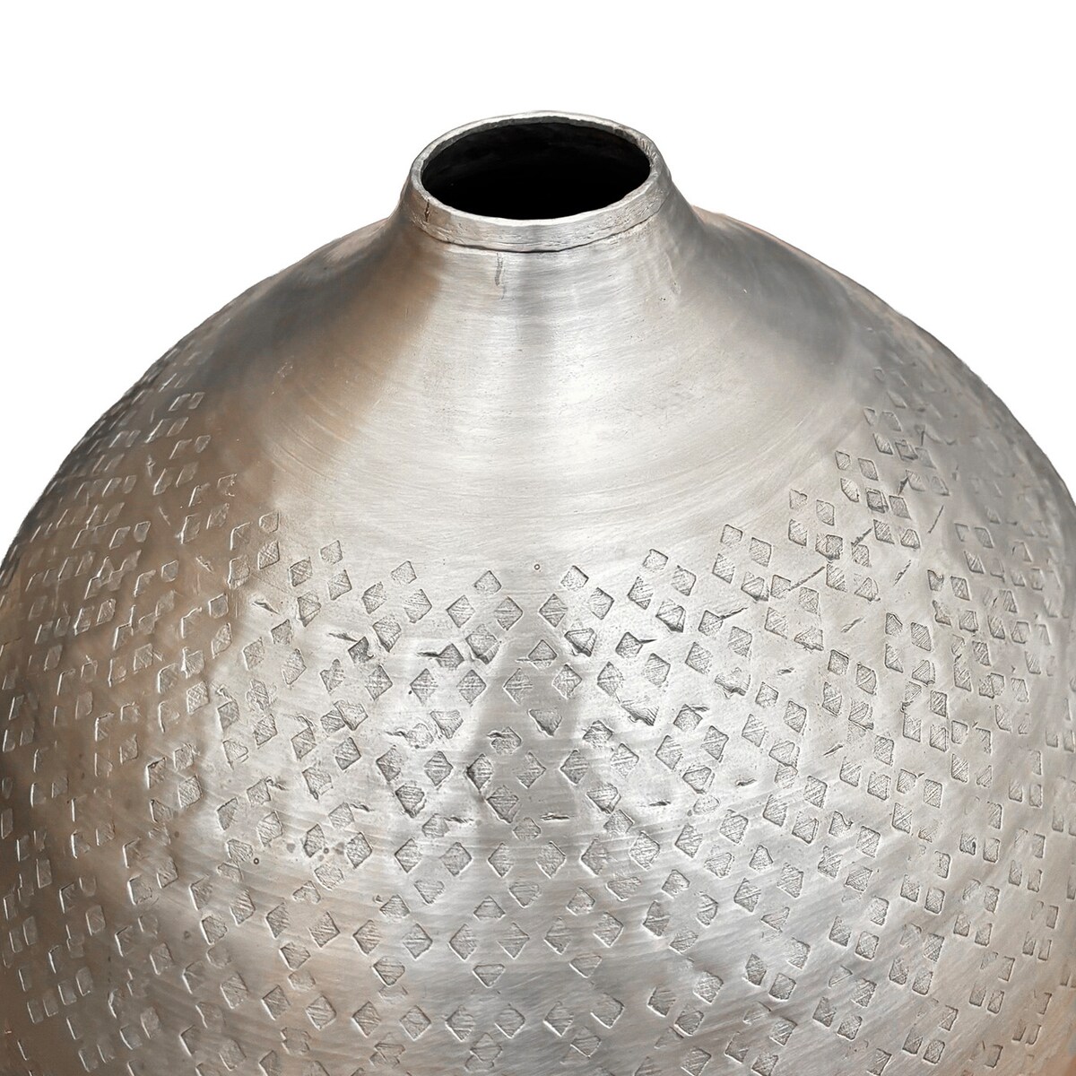 WYSOKI WAZON PODŁOGOWY 48cm SREBRNY METALOWY loft ozdoba do salonu domu