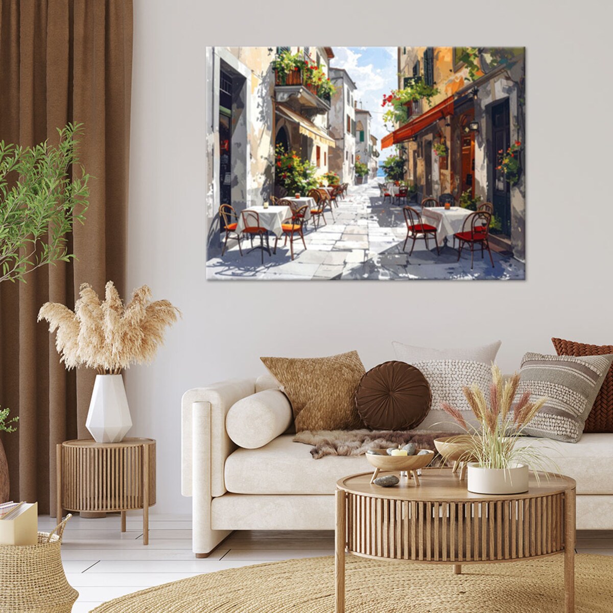 Obraz do salonu restauracji jadalni biura hotelu,Włoska kawiarnia z widokiem na morze 30x20 cm