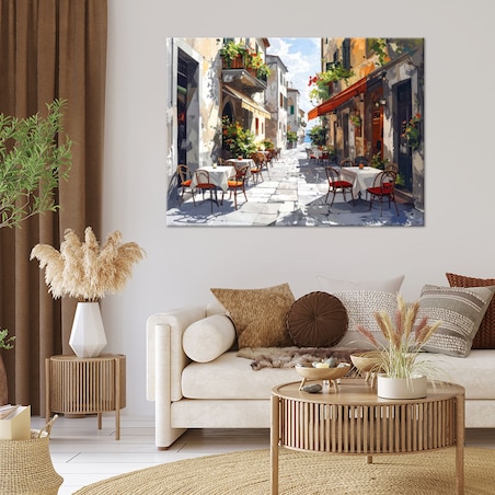 Obraz do salonu restauracji jadalni biura hotelu,Włoska kawiarnia z widokiem na morze 30x20 cm