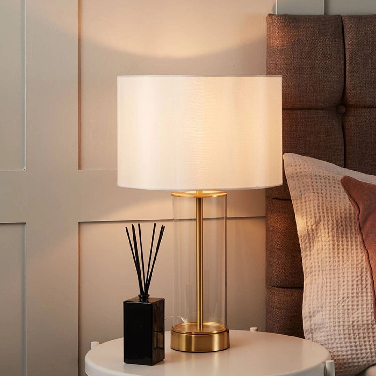 Lampa stołowa z metalu i szkła z włącznikiem dotykowym