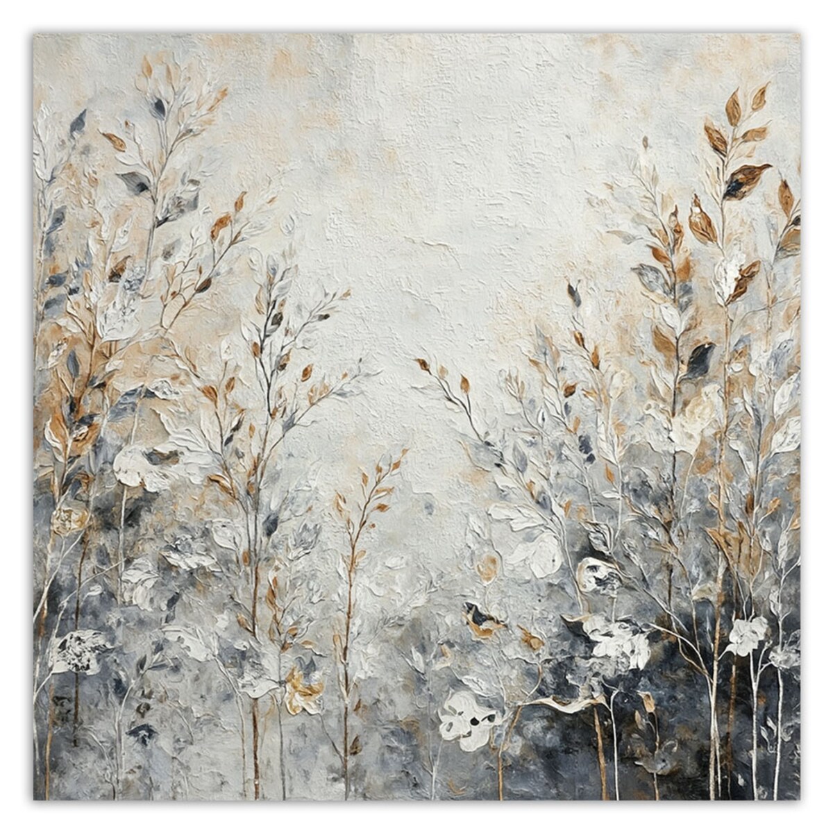 Nowoczesny Obraz do salonu sypialni Rośliny Abstrakcja Botanika Złoty 60x60