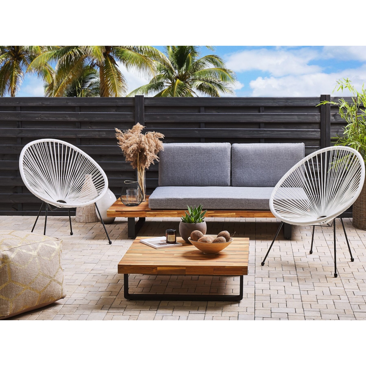 Zestaw 2 krzeseł z technorattanu biały ACAPULCO II